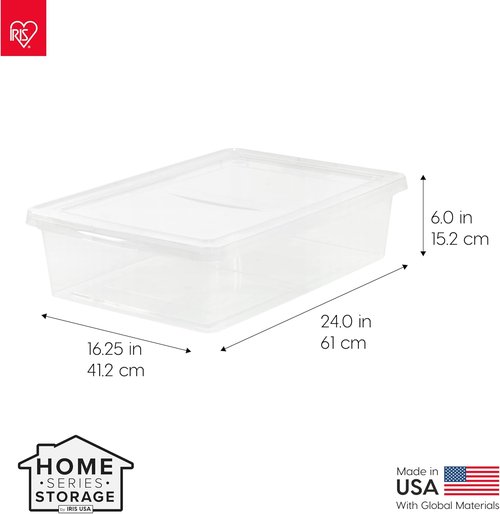 IRIS USA 6-Pack Clear Storage Bins with Lids - 28 Quart Stackable Containers for Organizing Shoes, Clothes & More - BPA-Free