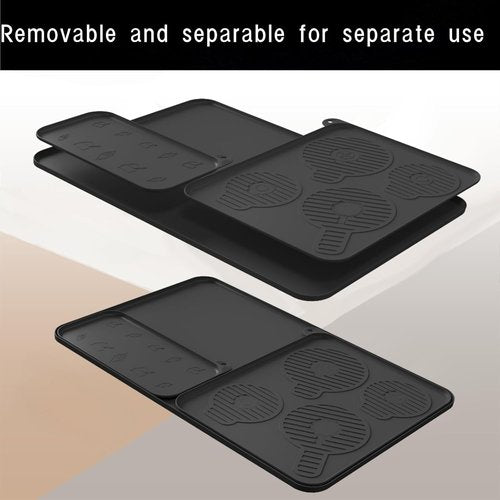 Creami Ninja Swirl Sliding Pad - Silicone Countertop Mat with Drainage Groove | 25" x 15" (Black)