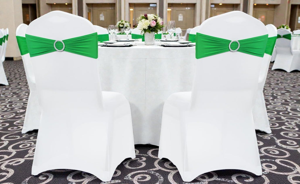 MDS Spandex Chair Sashes - Universal Fit Elastic Stretch Ties with Buckle for Weddings | Light Green, Pack of 150