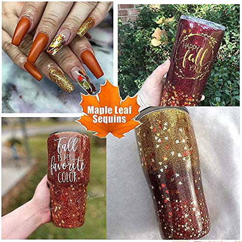 3D Maple Leaf Nail Art Decals & Holographic Sequins - 2 Bags