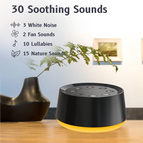 BrownNoise White Noise Machine - 30 Soothing Sounds for Sleep | 36 Volume Levels & 5 Timers, Black