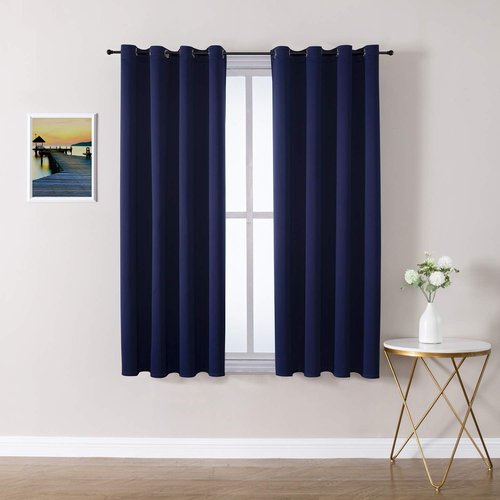 ChrisDowa Blackout Curtains - Thermal Insulated Room Darkening Panels Set (Navy Blue, 52"W x 63"L)