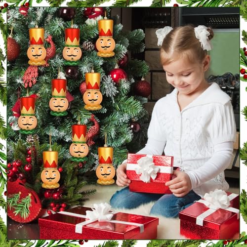 Christmas Nutcracker Ornaments Set - 10 Glitter Holiday Tree Decorations - 4 Inches - Variations Include Nutcracker