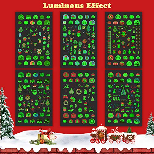 Luminous Christmas Nail Stickers for Kids - 6 Sheets of Glow Decals