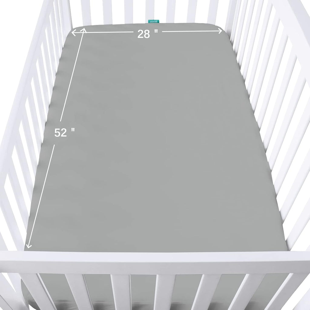 Skiennix Waterproof Crib Sheets - Ultra Soft & Breathable Toddler Mattress Protector | 2 Pack, Grey