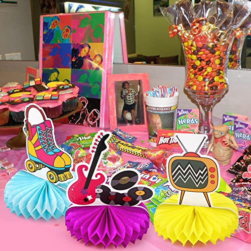 80s Retro Honeycomb Centerpieces - 9pcs Table Decorations