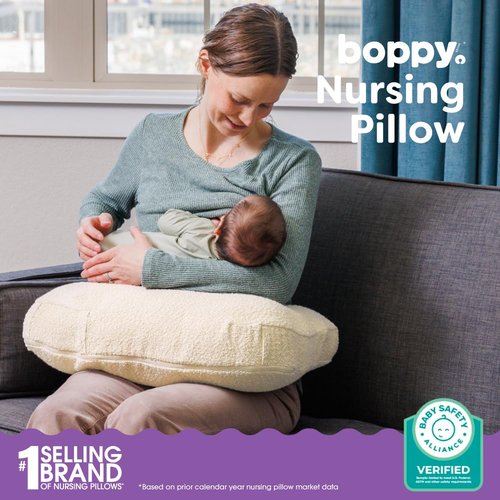 Boppy Nursing Pillow - Ergonomic Breastfeeding & Bottle Support with Water-Repellent Cover | Oatmeal Boucle