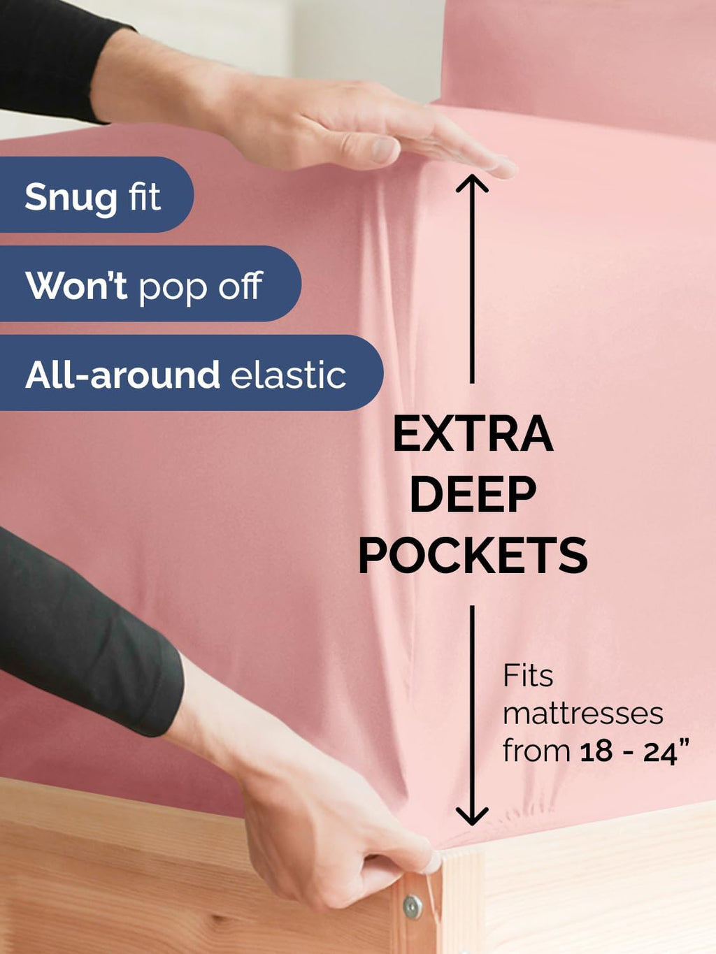 Skiennix Extra Deep King Sheet Set - 6 Piece Breathable Cooling Bedding - Soft, Wrinkle-Free Baby Pink