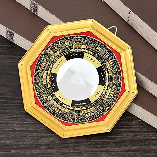 Tyenaza Brown Feng Shui Bagua Concave Mirror for Luck & Protection