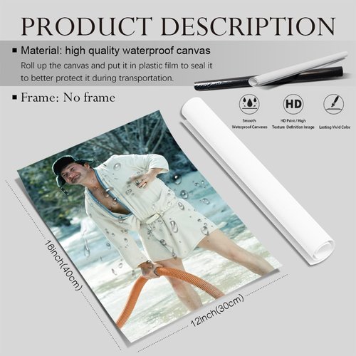 Funny Movie Bathroom Art | Cousin Eddie Poster by Generic - Black & White Canvas Print for Wall Decor