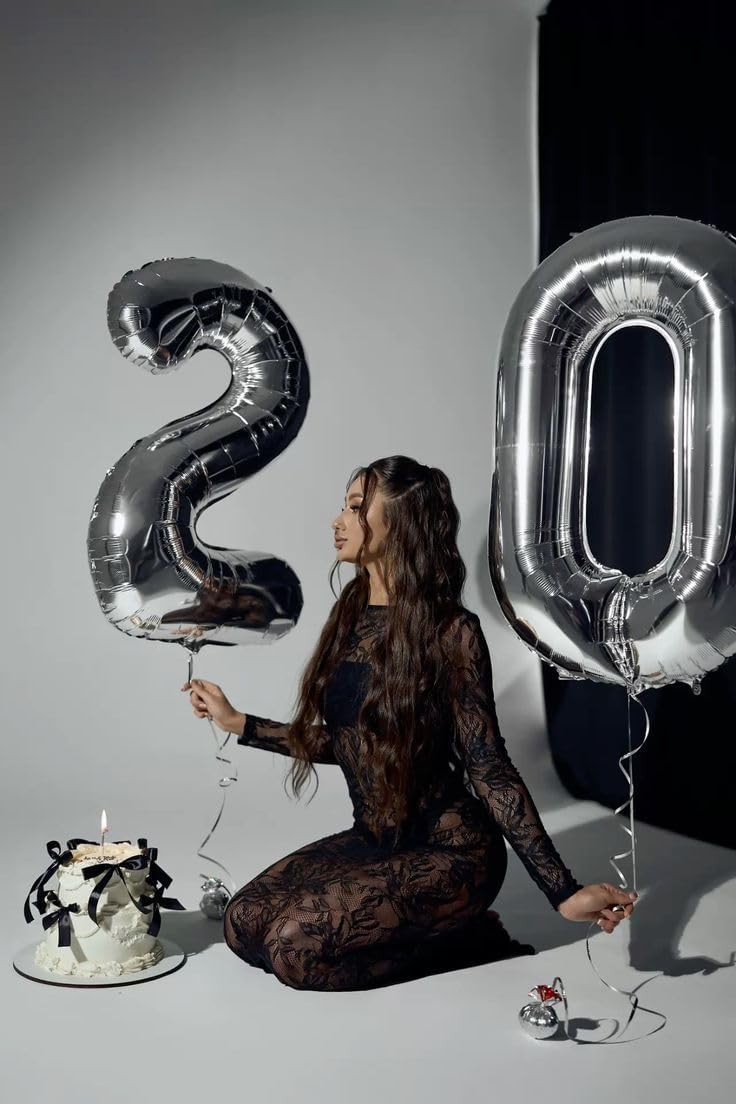 Number Balloon | 40-Inch Silver Foil Balloon for 10th Birthday Celebrations & Anniversaries