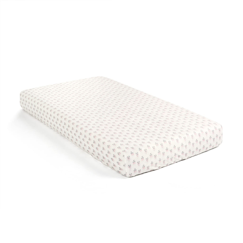 Lush Decor Baby Elephant Stripe Geo Soft & Plush Fitted Crib Sheet, 52"x 28" x 9", Pink & Gray