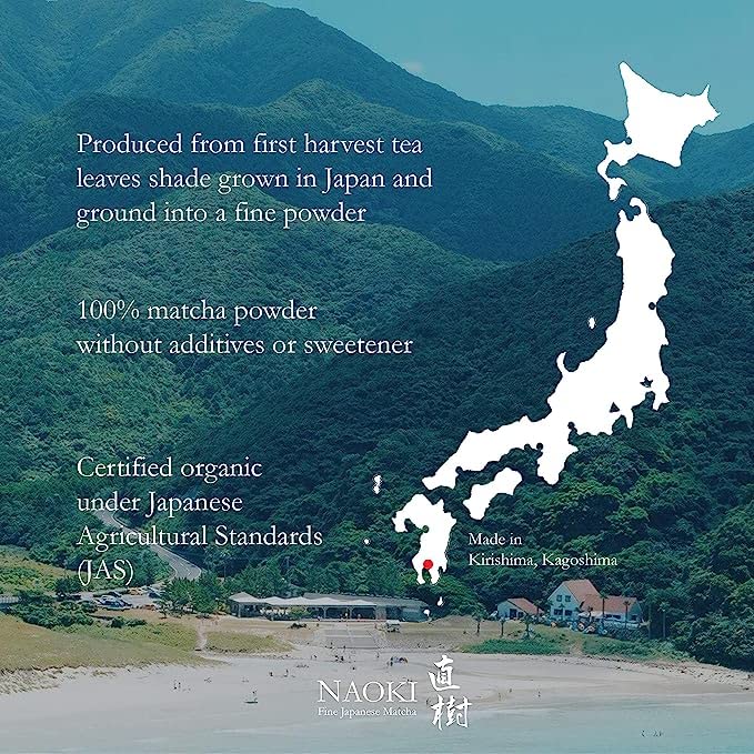 Naoki Matcha Organic Ceremonial Grade Green Tea Powder - Authentic First Spring Blend from Kagoshima, Japan (50g / 1.75oz)