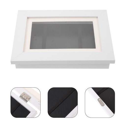 HOMSFOU Kids Artwork Picture Frame 7.2X5.3 Inch - Changeable Front Opening for Drawings, Photos, Posters - White Wooden Frame for Wall or Desktop Display