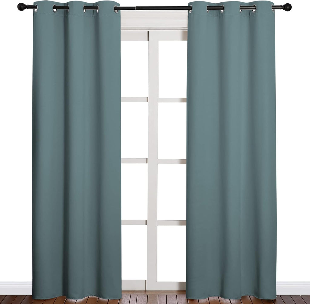 NICETOWN Modern Blackout Curtains - Noise Reducing, Thermal Insulated Drape Panels | Greyish Blue, 2 Panels, W42 x L84-Inch