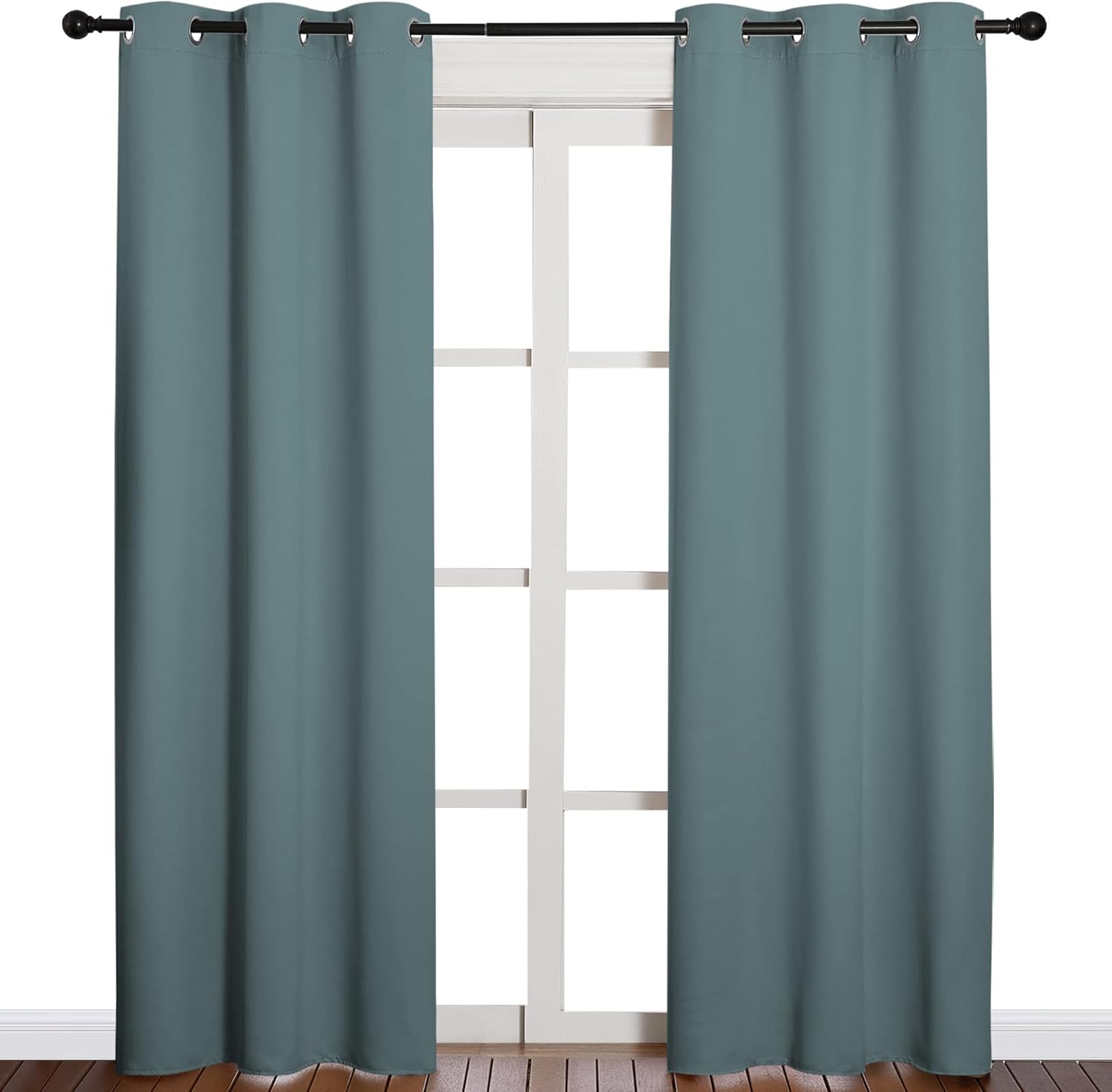 NICETOWN Modern Blackout Curtains - Noise Reducing, Thermal Insulated Drape Panels | Greyish Blue, 2 Panels, W42 x L84-Inch