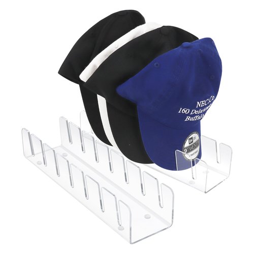 EMOMAS Acrylic Hat Organizer for Baseball Caps, 2 Pack Clear Hat Holder, Closet Hat Storage Holds 14 Caps, Hat Stand for Baseball Caps