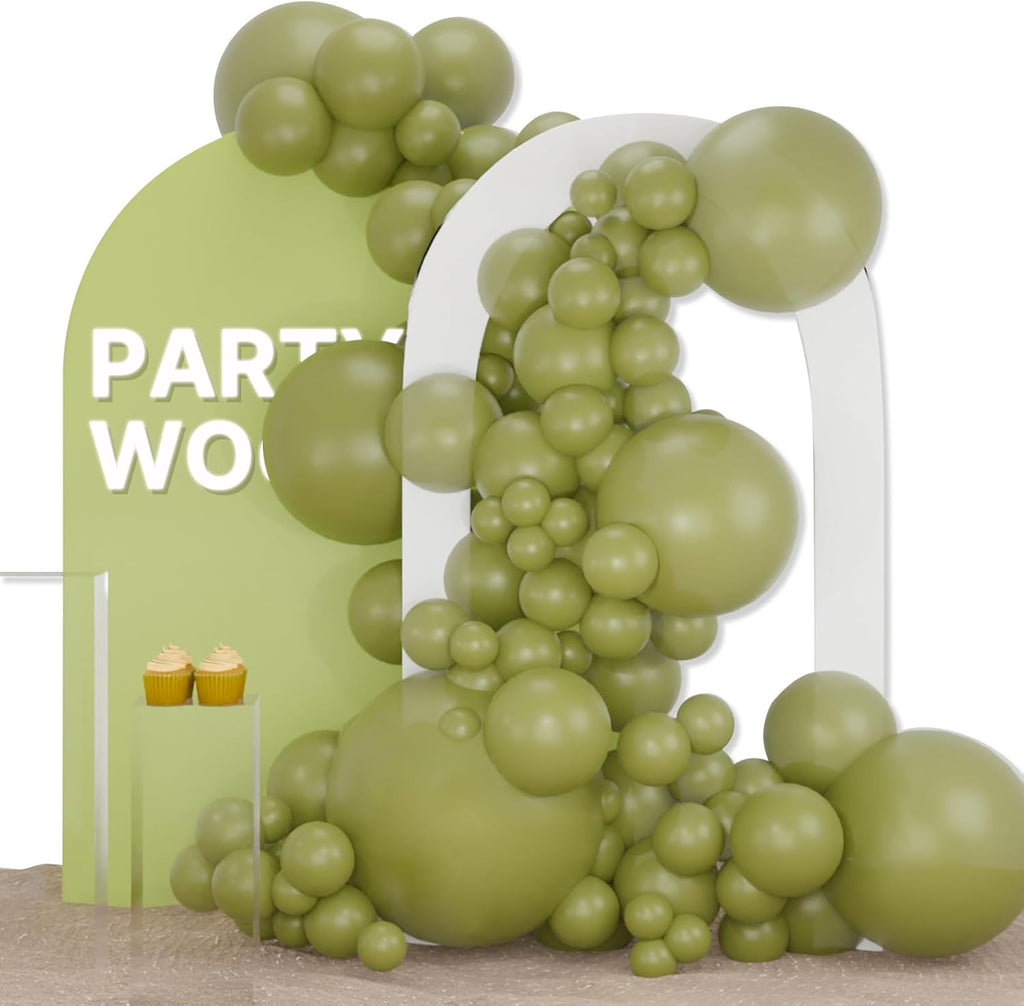 PartyWoo Sage Green Balloons - 127-Piece Latex Balloon Arch Kit for Weddings & Birthdays | Olive Boho Decor