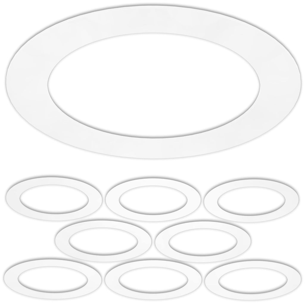 8 Pack Gloss White Goof Trim Ring for 8" Inch Recessed Can Lighting Down Light, Outer Diameter 8.6 Inches, Inner Diameter 6.2 Inches