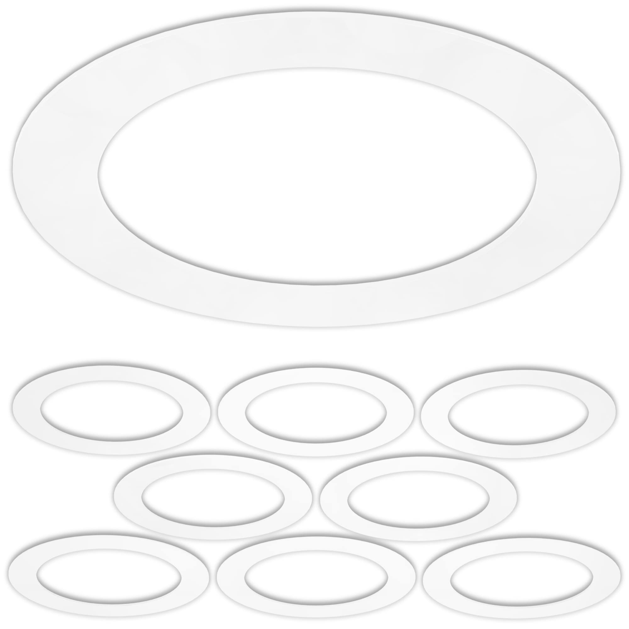8 Pack Gloss White Goof Trim Ring for 8" Inch Recessed Can Lighting Down Light, Outer Diameter 8.6 Inches, Inner Diameter 6.2 Inches
