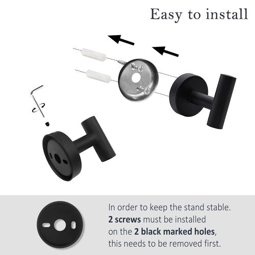 Bathroom Hardware Towel Bar Set - Matte Black Bathroom Accessories Set - Including 16" Hand Towel Bars - Toilet Paper Holders - Towel Rings - Robe Towel Hooks