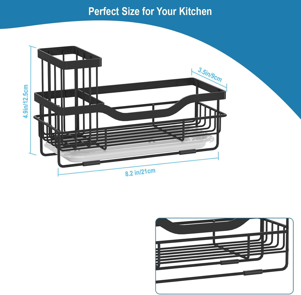 Skiennix Sponge Holder - Multifunctional Rustproof Kitchen Caddy with Detachable Brush Holder & Drain Tray | Sink Organizer