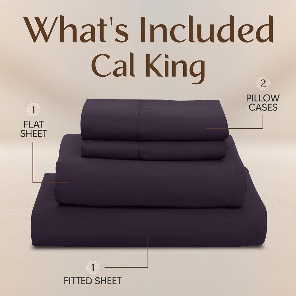 Utopia Bedding California King Sheet Set - 4-Piece Soft Microfiber Bed Sheets | Oeko-Tex Certified (Purple)