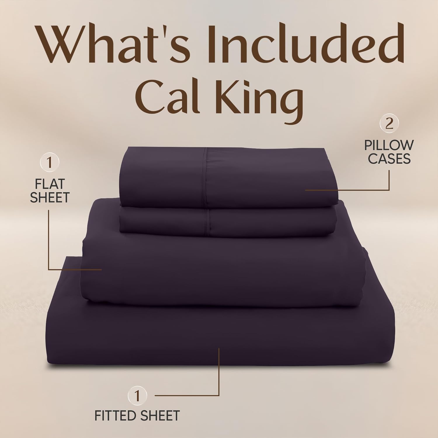 Utopia Bedding California King Sheet Set - 4-Piece Soft Microfiber Bed Sheets | Oeko-Tex Certified (Purple)