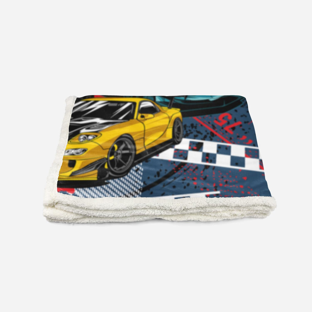 AILONEN Racing Car Throw Blanket,Cool Speed Race Car Cozy Soft Sherpa Fleece Blanket for Kids Boys,Automobile Extreme Sport Sherpa Blanket, 47 x 31 Inches