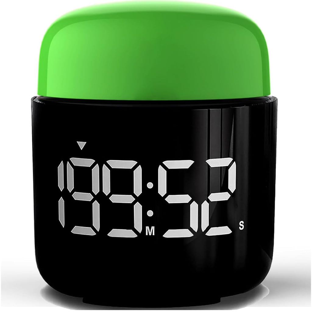 Table Twist Timer, Large LED Display Stopwatch, Silent & Loud Alarm, 199 Minute Countdown & Up, Vintage Night Light, for Kitchen Cooking Meeting Teacher Classroom Office Yoga Fitness Games (Green)