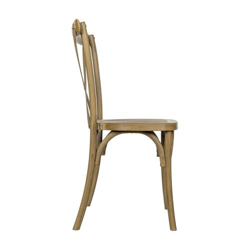 Flash Furniture Hercules Commercial Indoor/Outdoor Cross Back Chair, Wood Look, Weather-Resistant, Lightweight Design, Versatile Use, Chestnut