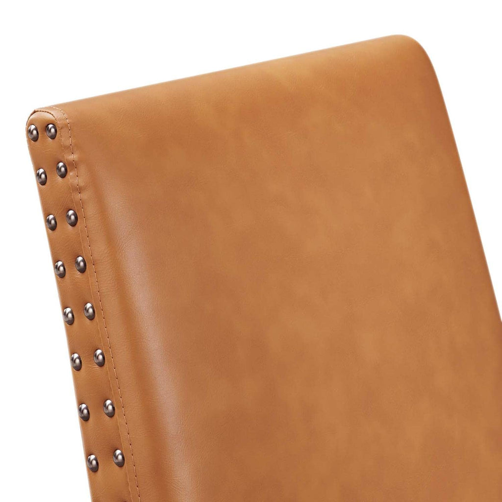 Parcel Dining Faux Leather Side Chair in Tan