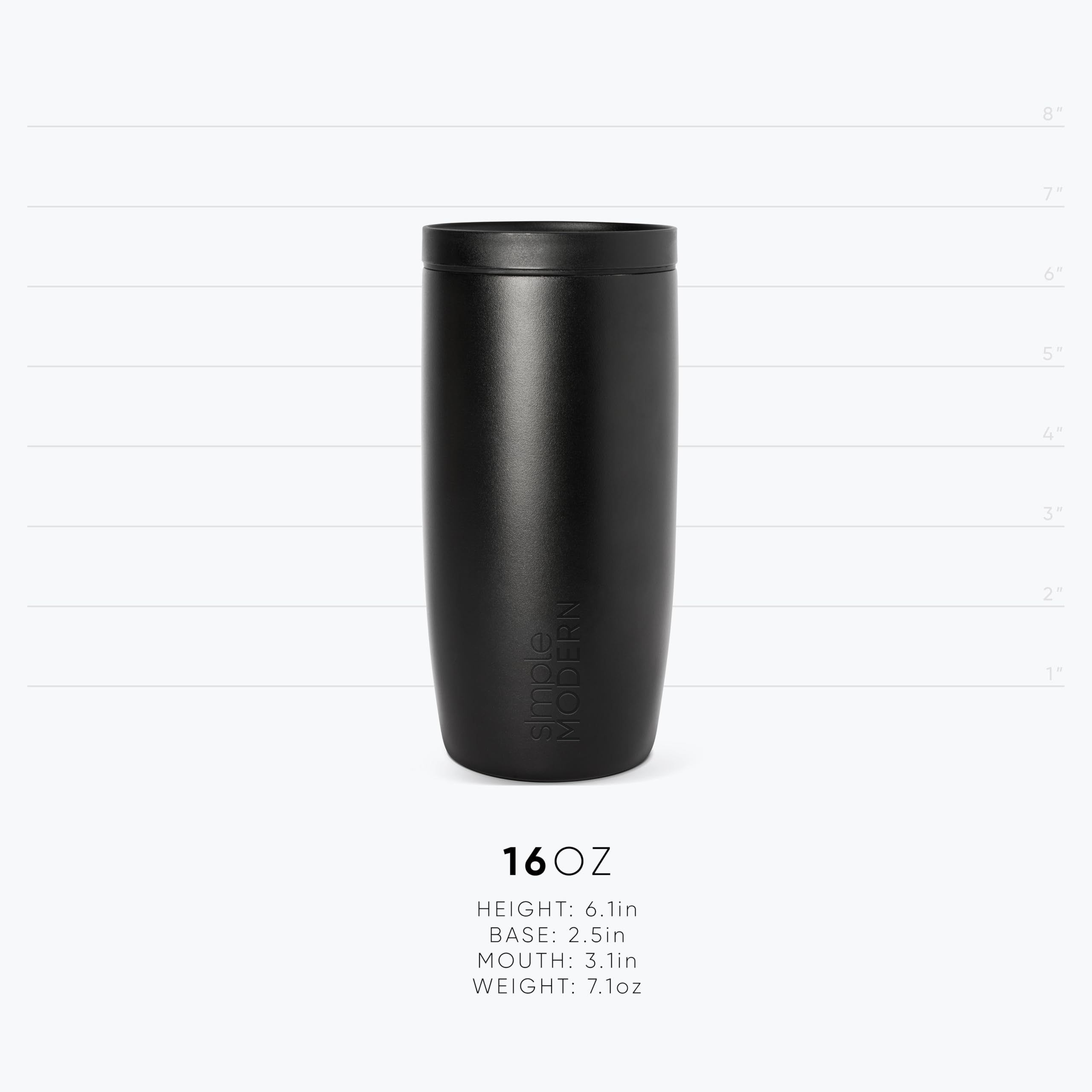 Simple Modern Travel Coffee Mug Tumbler with 360° Lid | Ceramic-Lined Insulated Stainless Steel Cold Brew Iced Coffee Cup | Gifts for Women Men Her Him | Voyager Signature | 16oz | Midnight Black
