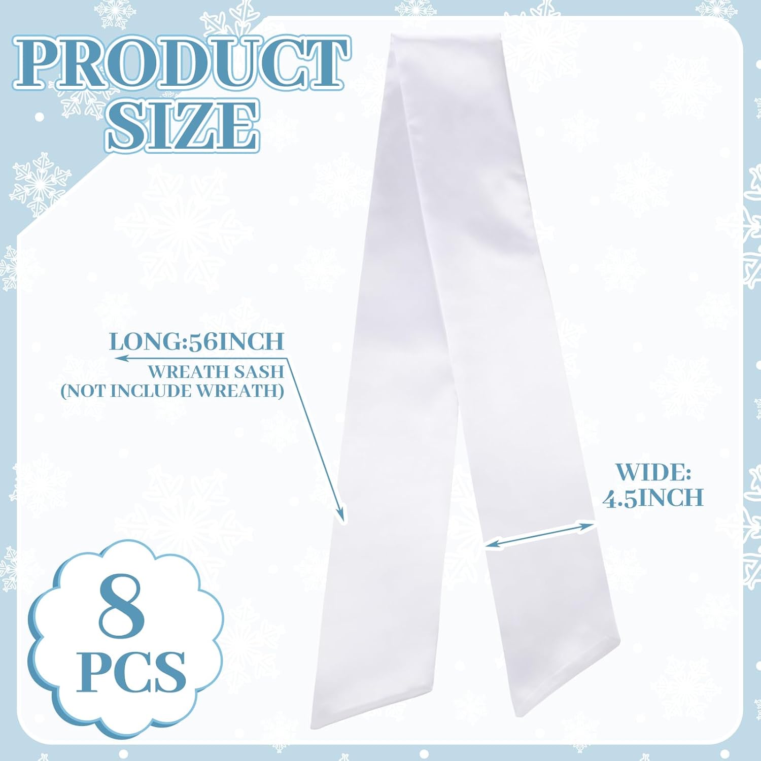 VitalCozy Wreath Sash Set - 8 Pcs Blank Embroidery Accessories for Indoor/Outdoor Decor | White (4.49" X 56.30")