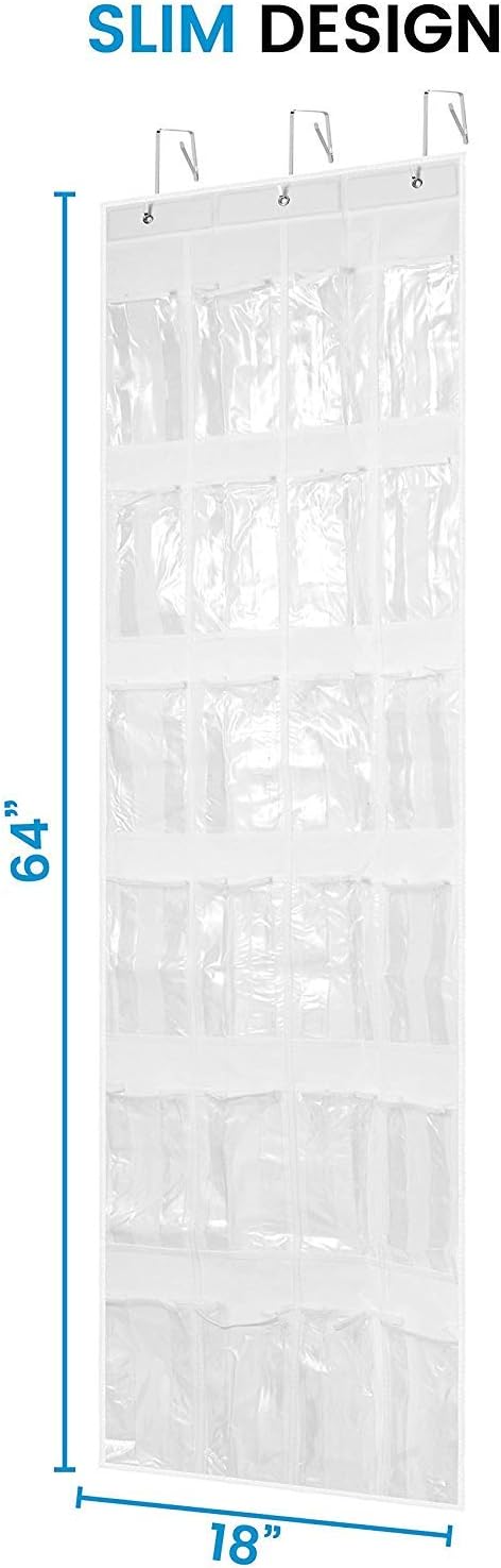 ZOBER Over The Door Shoe Organizer - 24 Pocket Hanging Rack for Shoes, Towels & Toys | Closet & Pantry Storage