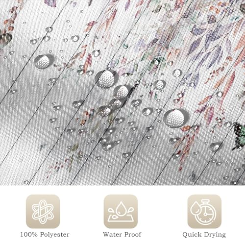 Yeele Eucalyptus Shower Curtain 72x72 - Waterproof Watercolor Leaf & Wood