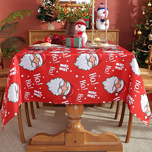 Christmas Holiday Rectangular Tablecloth 60 x 84 Inches Santa Print Spill-Proof