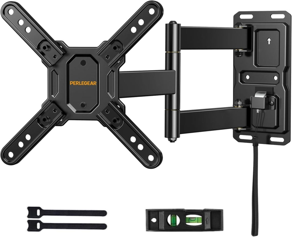 Perlegear Lockable RV TV Mount - Full Motion for 13–43 Inch TVs Up to 44 lbs | Swivel, Tilt, Pull Cord Lock