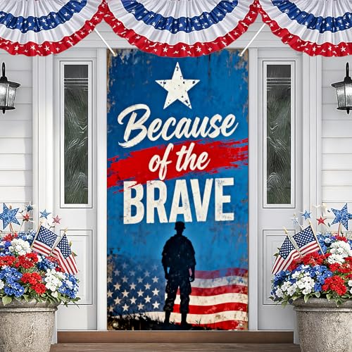 BlissYard Veterans Tribute Door Cover 35x71 Inch Polyester Banner