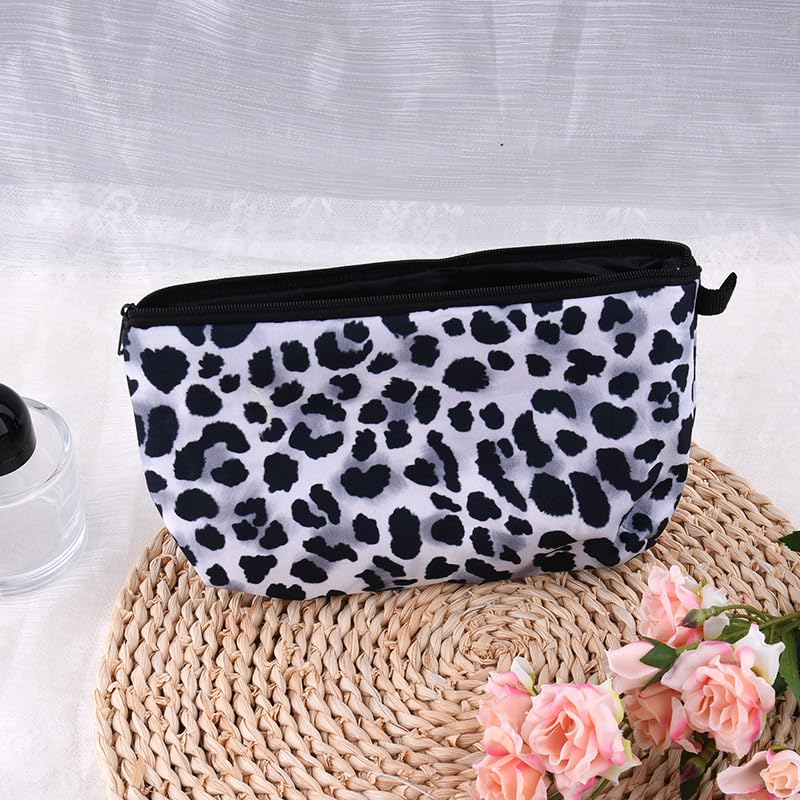 Sudaporn White Cheetah Print Canvas Travel Toiletry Makeup Bag