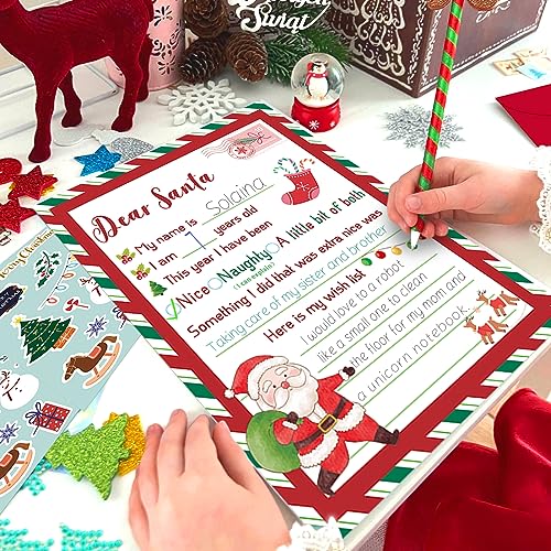 Christmas Letter to Santa Kit - 8 Sets with Envelopes, Labels & Stickers