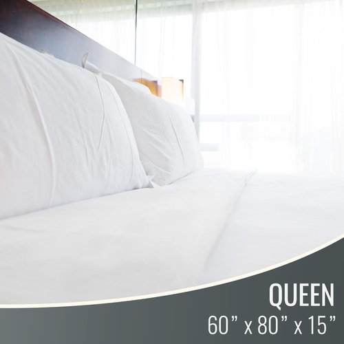 DMI Waterproof Mattress Protector - Encased Zippered Fit, Queen Size Bed Cover - White