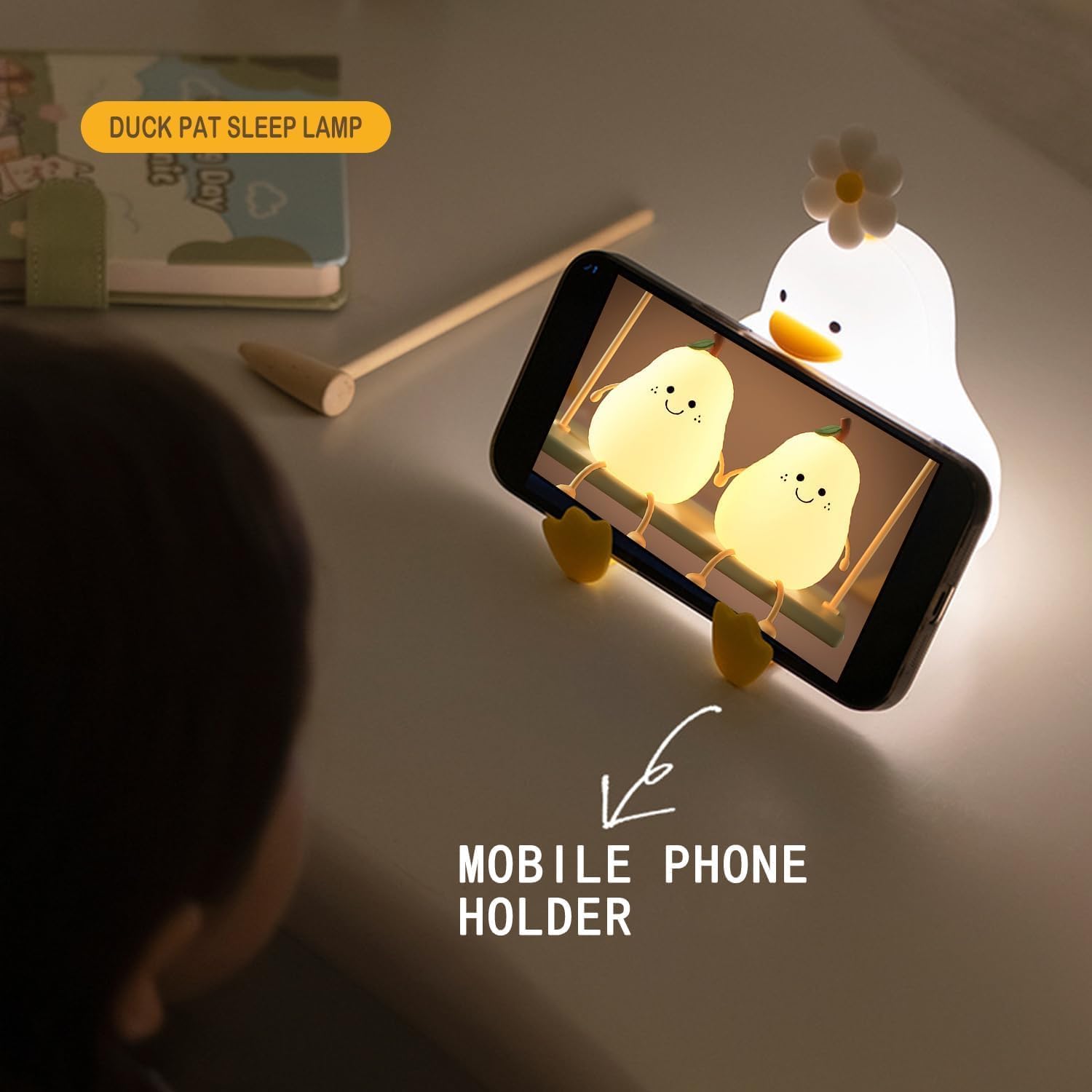 Icotoibabie Cute Flower Chick Night Light for Kids, Infants Soft Cute Flower Chicken Lamp Is Aesthetic Bedroom Decor, Food Grade Silicone Squishy Lamp Led Have 3 Levels Dimmable Lights Gifts for Women