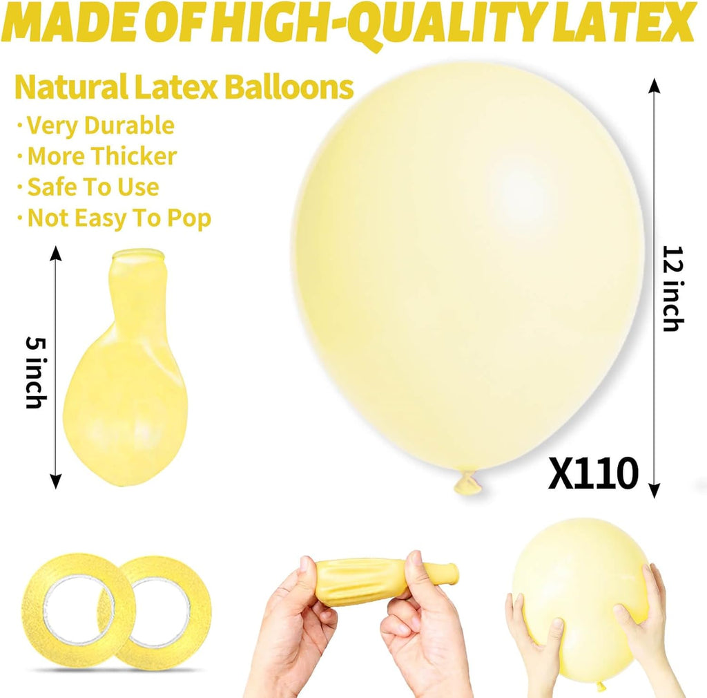 Pastel Yellow Balloons by [Brand Name] - 110 Pack 12-Inch Latex Balloons for Birthday, Baby Shower & Wedding
