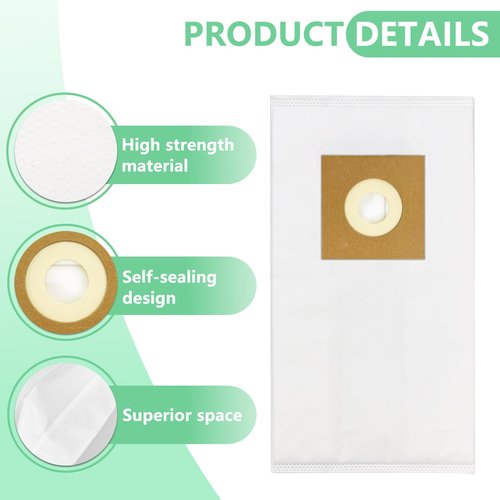 8 Pack Type Y Vacuum Bags for Hoover WindTunnel Upright Style Y, Z, YZ Vacuum Cleaners, Replace Part 4010100Y For Hoover Vacuum Bags Refill