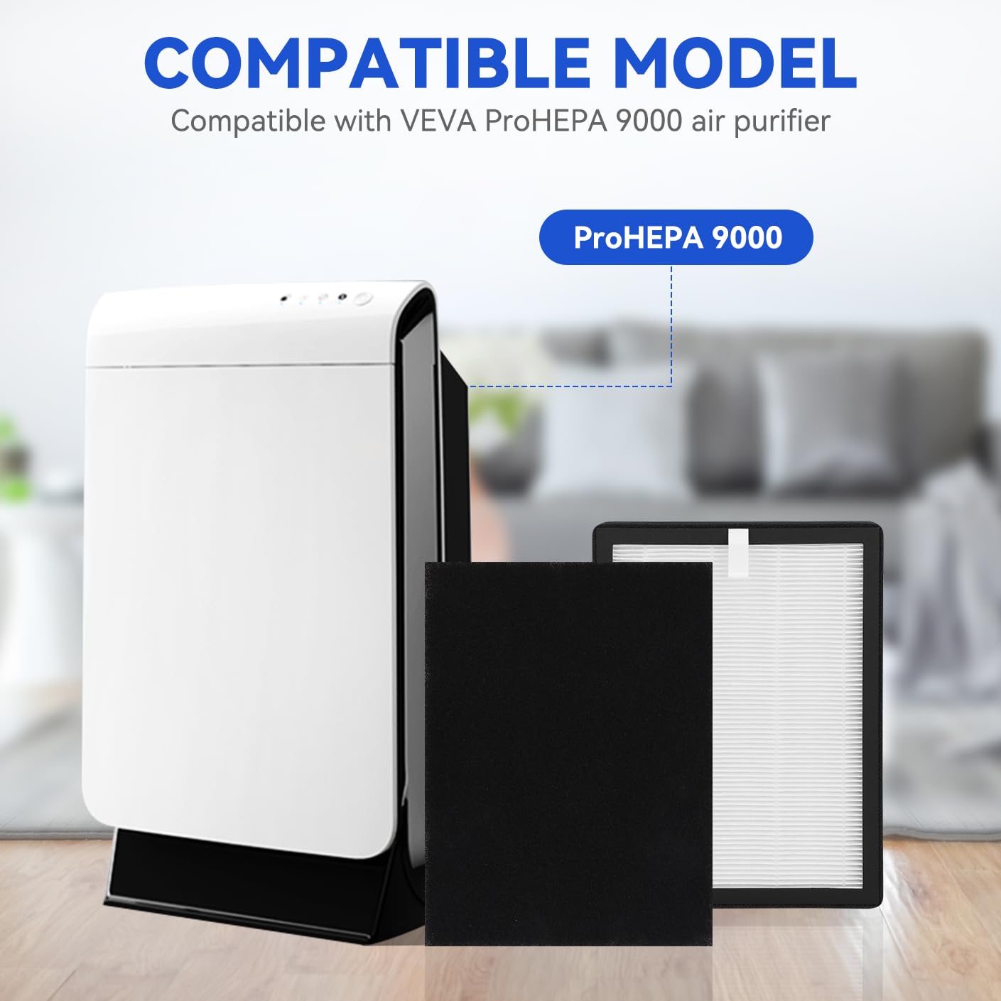 ProHEPA 9000 Replacement Filters for VEVA ProHEPA 9000 Air Purifier - 3 Pack Premium H13 True HEPA Filters + 9 Pack Activated Carbon Pre-Filters