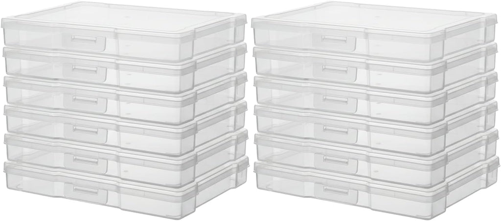 Novelinks 12-Pack Clear Photo Storage Boxes - 5"x7" Plastic Organizers with Lids for Cards & Games