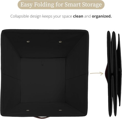 DECOMOMO Storage Bins - Fabric Cube Storage Bins with Labels | 10.5" x 11" - Set of 6, Black
