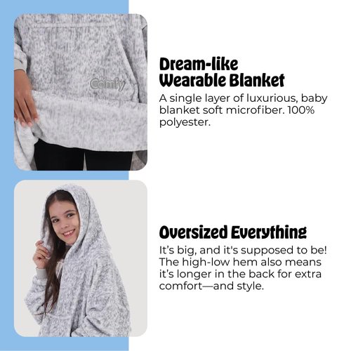 THE COMFY Dream Jr for Kids | Lightweight Microfiber Fleece Wearable Blanket with Hood & Pocket | Seen on Shark Tank