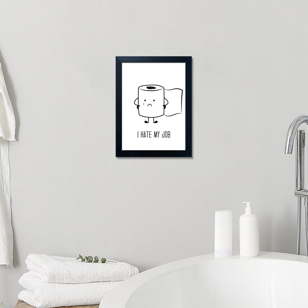 Regine Switzerland Black and White Bathroom Wall Art - Humorous Toilet Paper Canvas Print | Minimalist Decor